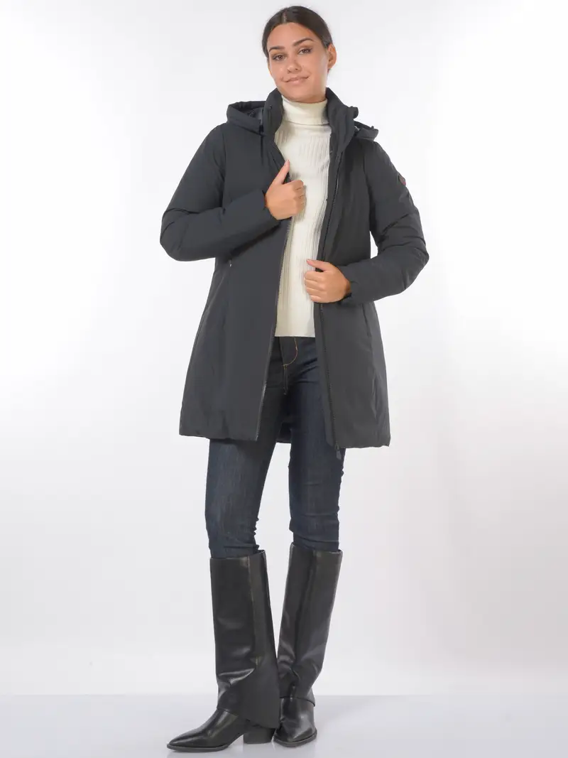 giaccone da donna Save The Duck con cappuccio e logo BEIGE miniatura 2