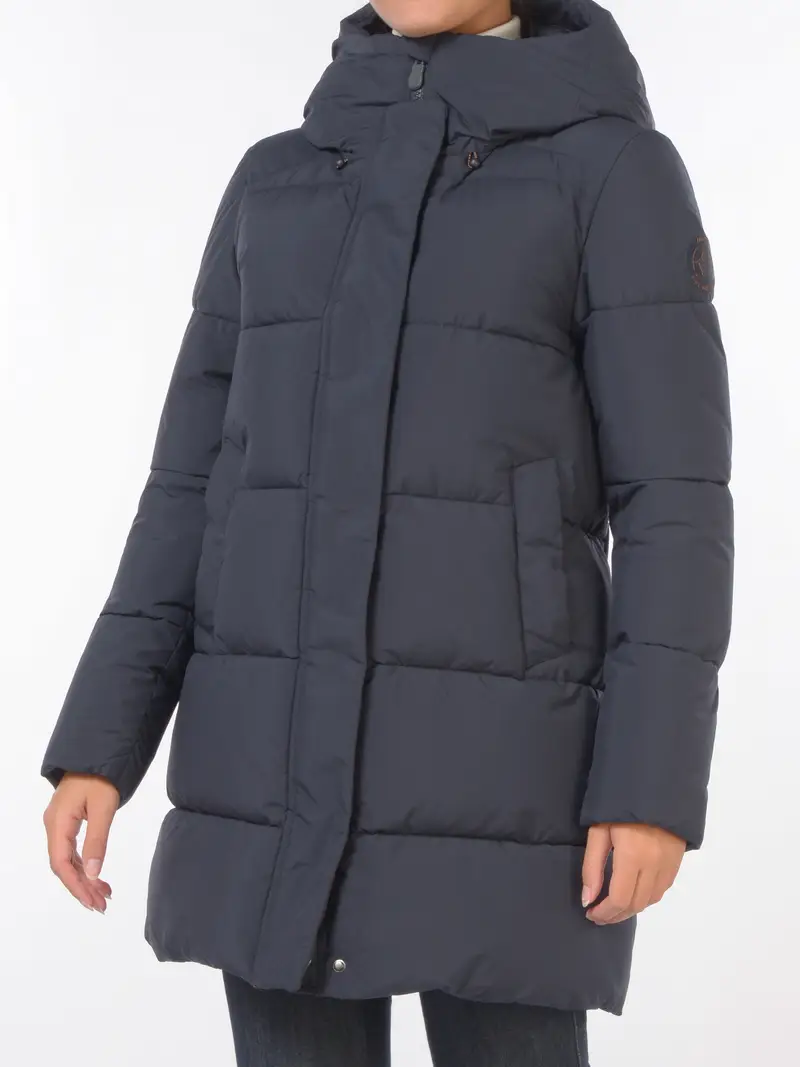 giaccone da donna Save The Duck imbottito con cappuccio Blu