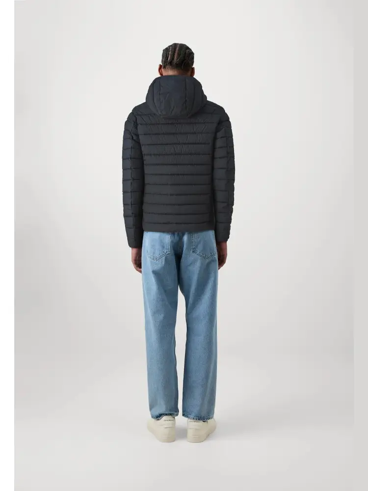 giubbotto blu navy uomo con cappuccio patch logo sul braccio miniatura 2