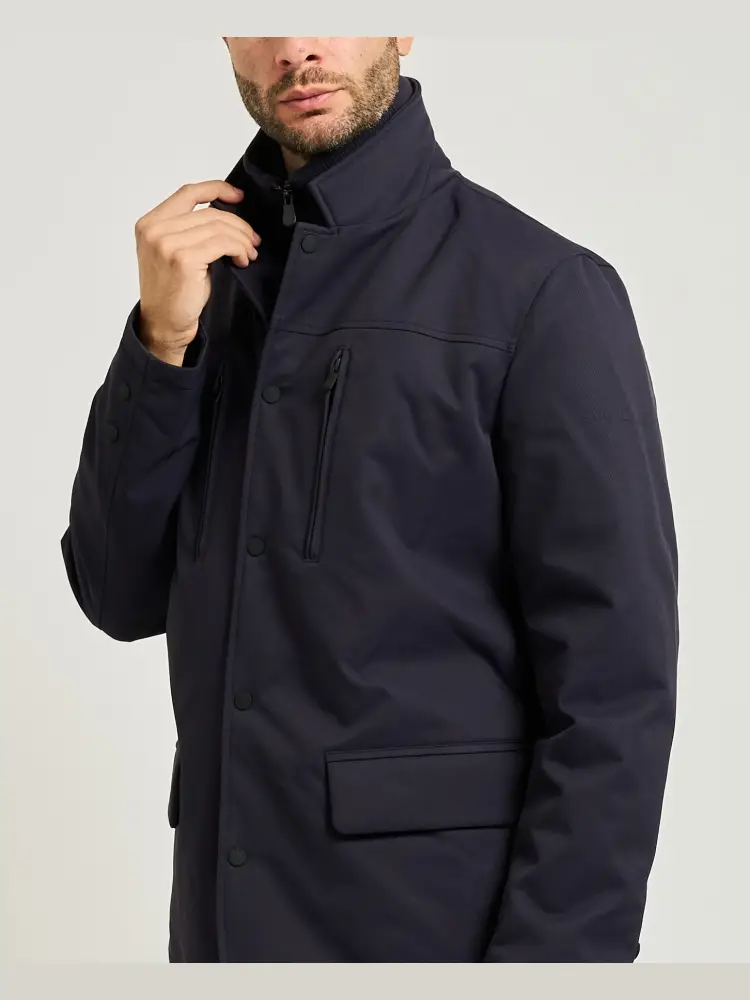 giubbotto blu navy uomo imbottito liscio patch logo sul braccio miniatura 2