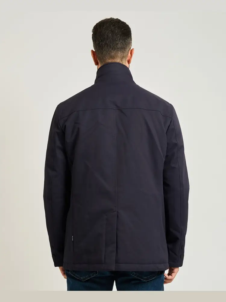 giubbotto blu navy uomo imbottito liscio patch logo sul braccio miniatura 3