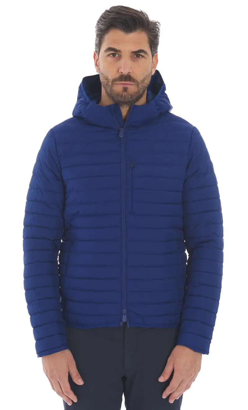 Giubbotto corto save the duck con cappuccio cael, colore bluette