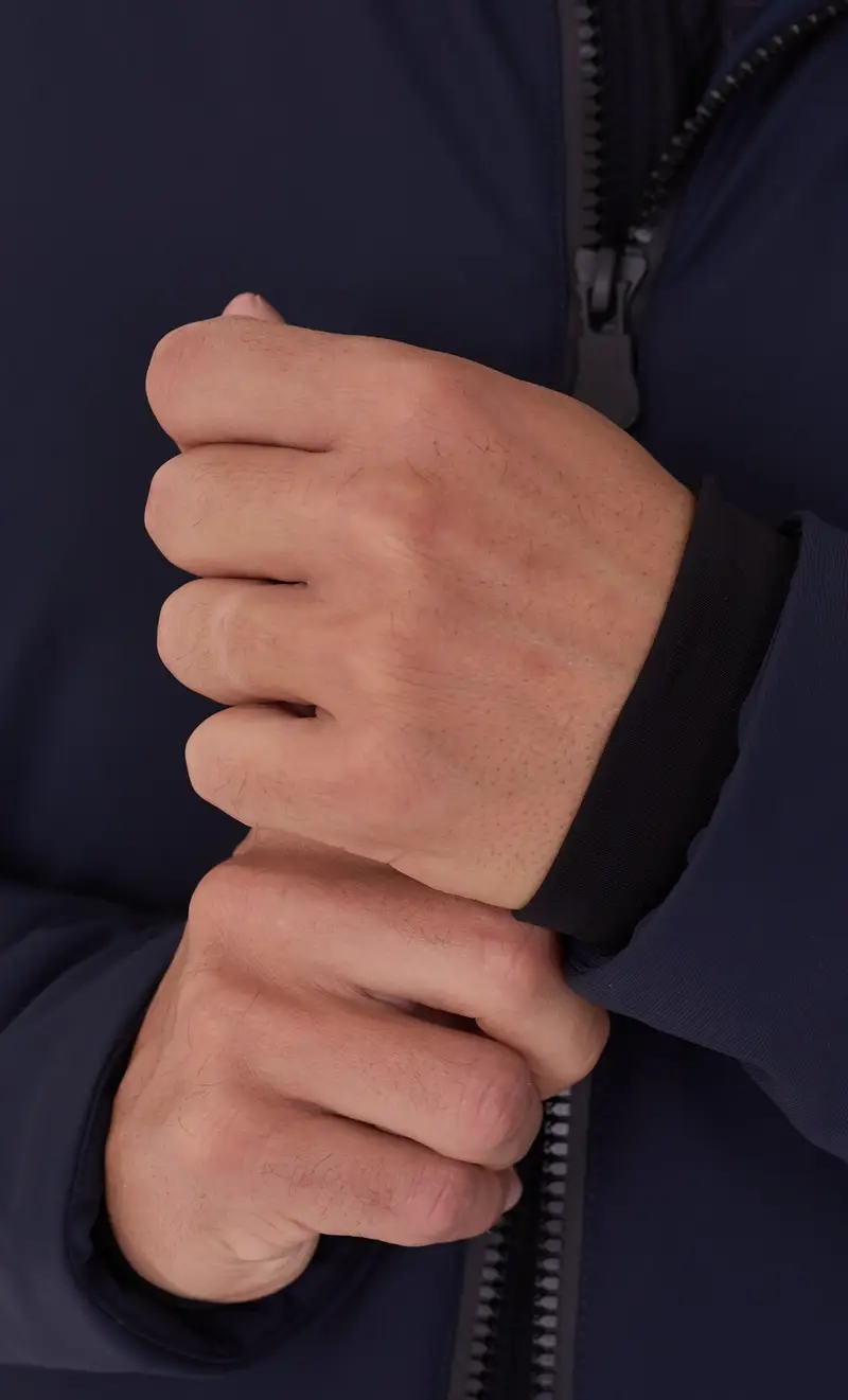 Giubbotto corto save the duck liscio con cappuccio blu sabal, colore blu miniatura 2