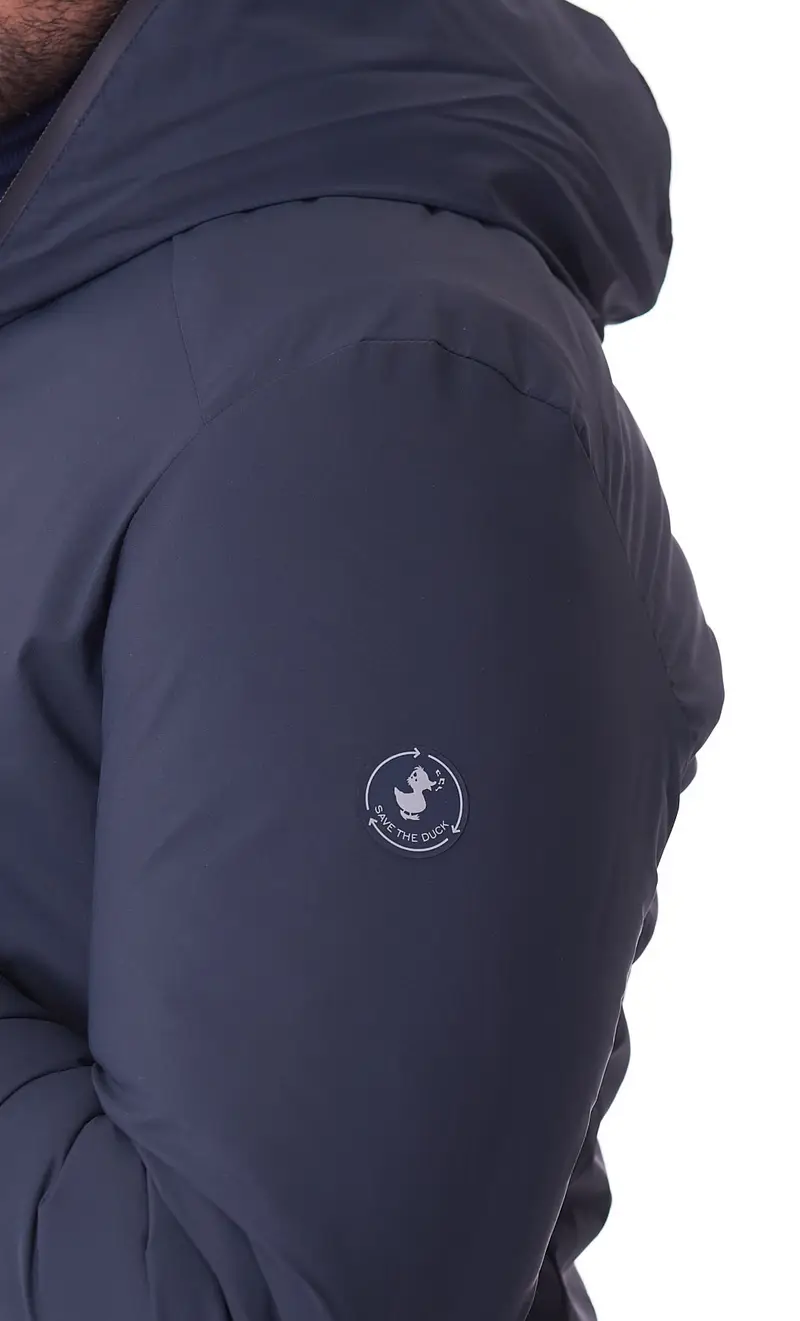 Giubbotto save the duck con cappuccio reversibile blu erza, colore blu miniatura 2