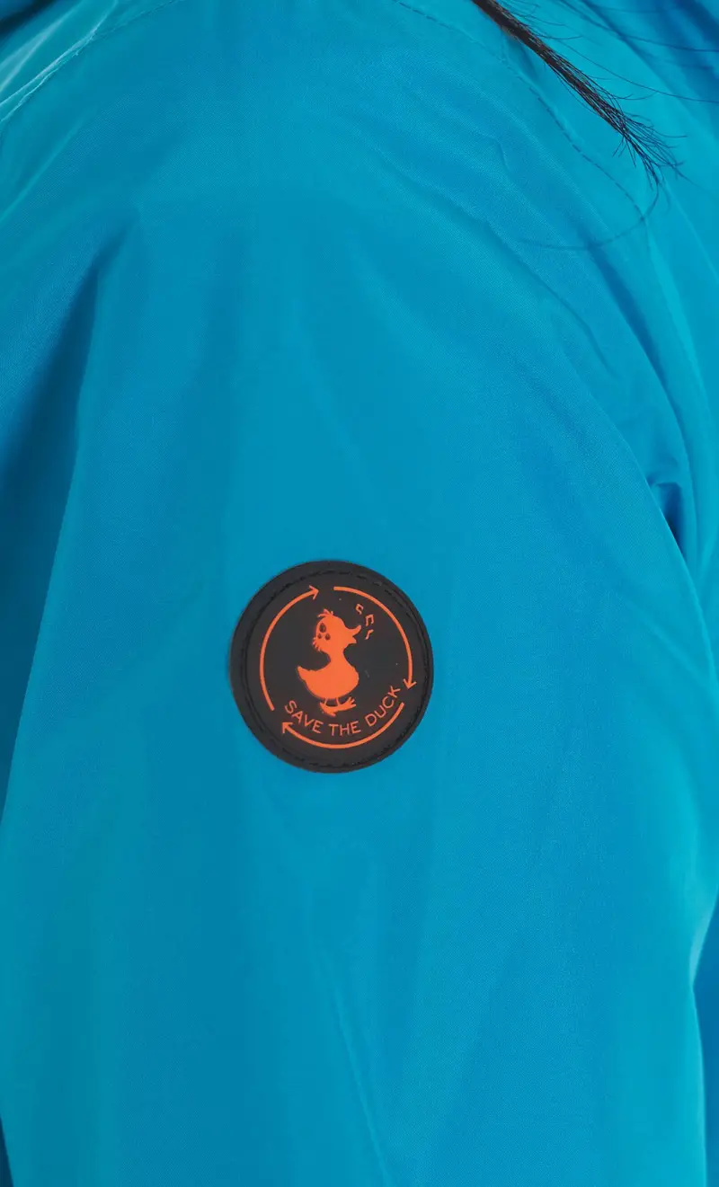 Giubbotto save the duck donna con cappuccio stella, colore azzurro miniatura 2