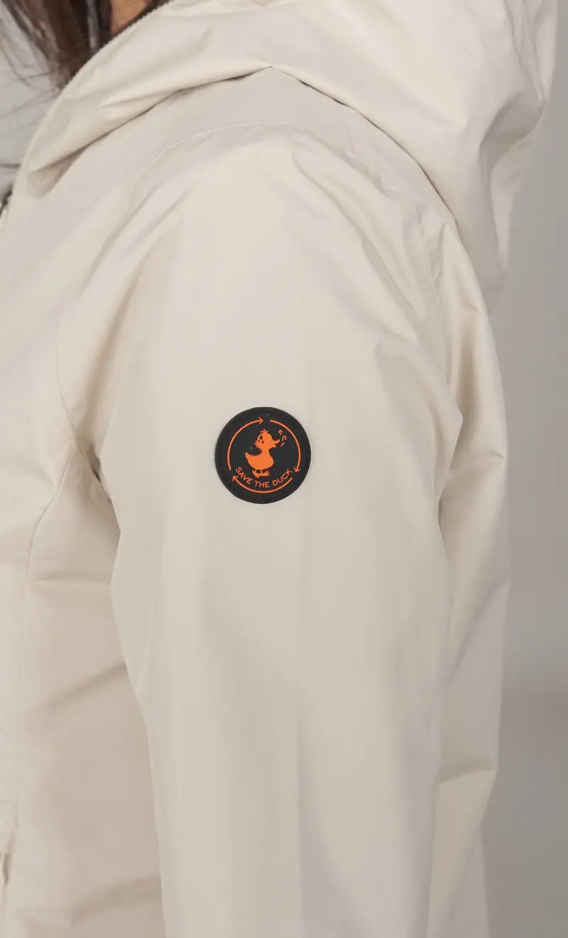 Giubbotto save the duck donna con cappuccio stella, colore beige miniatura 2