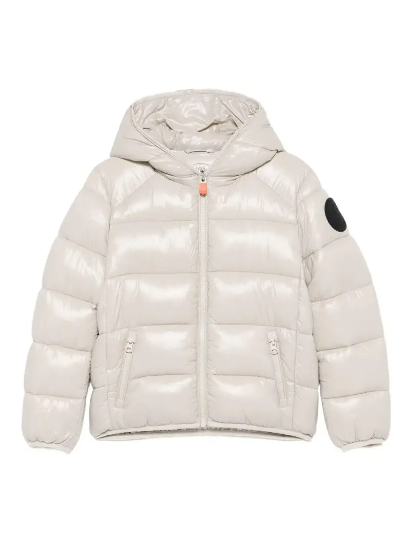 Giacca beige design trapuntato con zip cappuccio Rainy beige