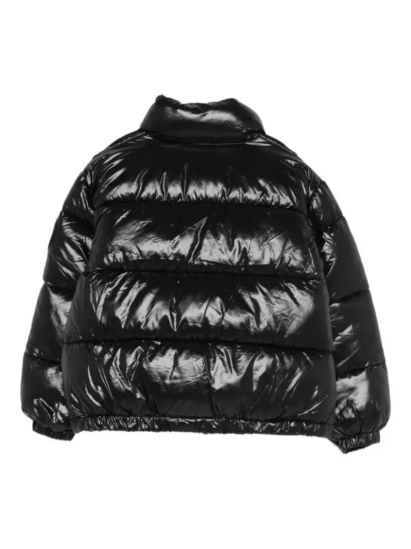 Giacca nera trapuntato collo alto bottoni Nero miniatura 2