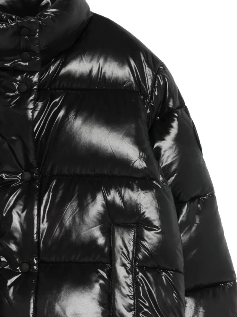 Giacca nera trapuntato collo alto bottoni Nero miniatura 3