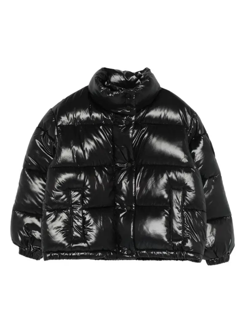 Giacca nera trapuntato collo alto bottoni Nero