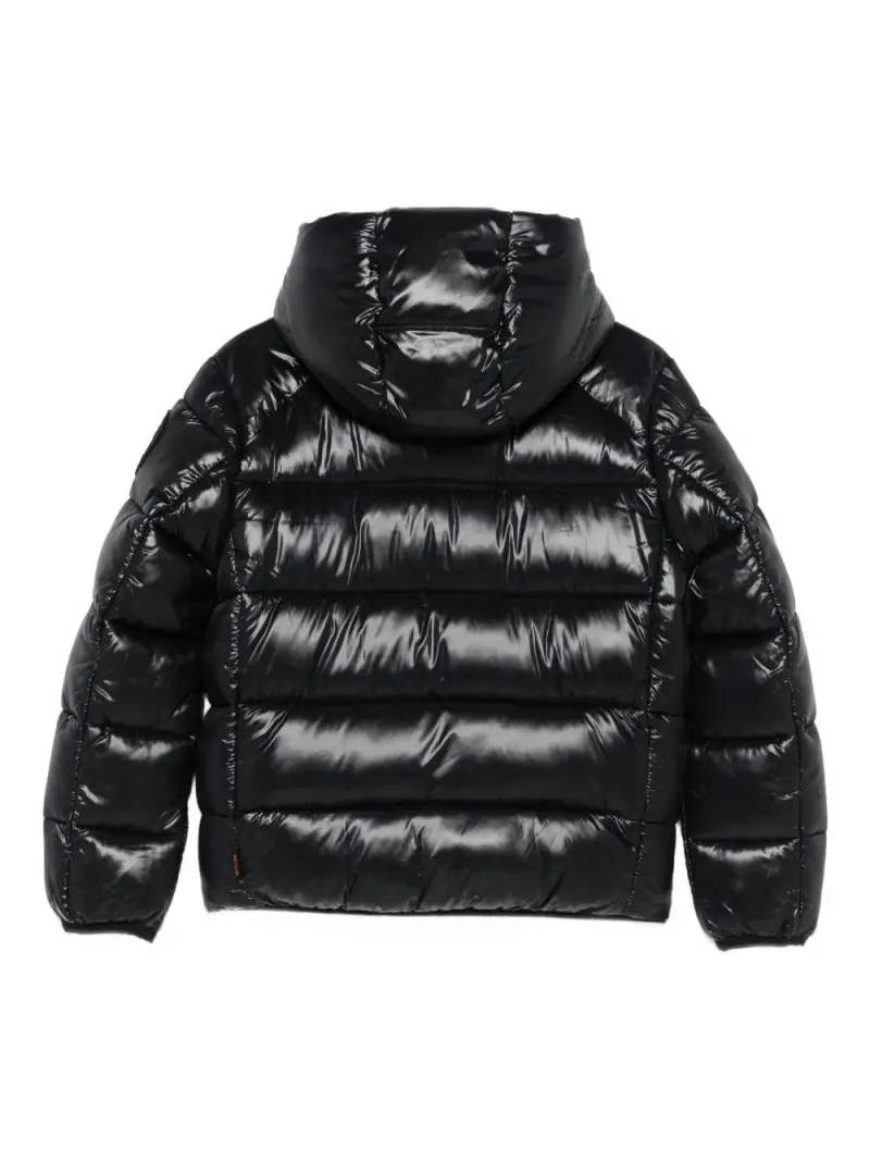 Piumino nero lucido con cappuccio miniatura 2