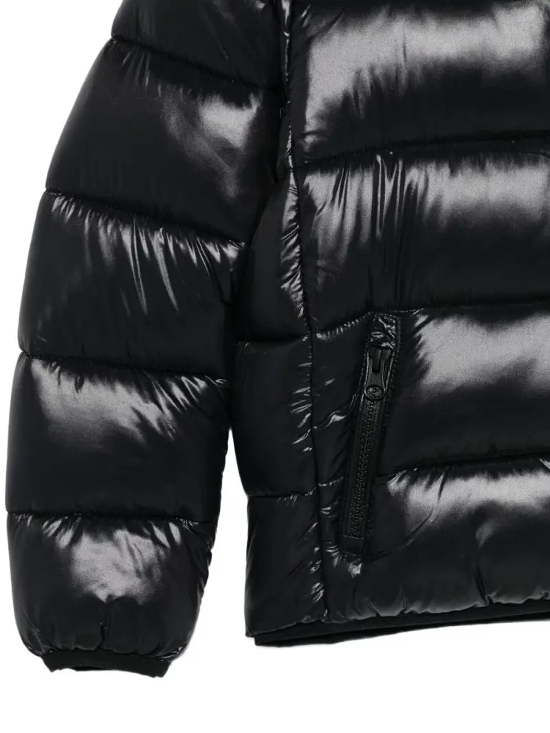 Piumino nero lucido con cappuccio miniatura 3