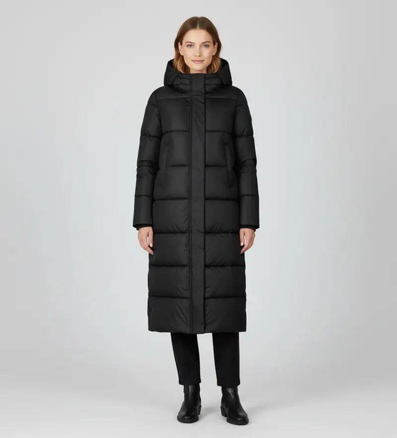 per donna. D40270W-MEGA21 Mega cappotto imbottito nero (L), Casual, Nylon