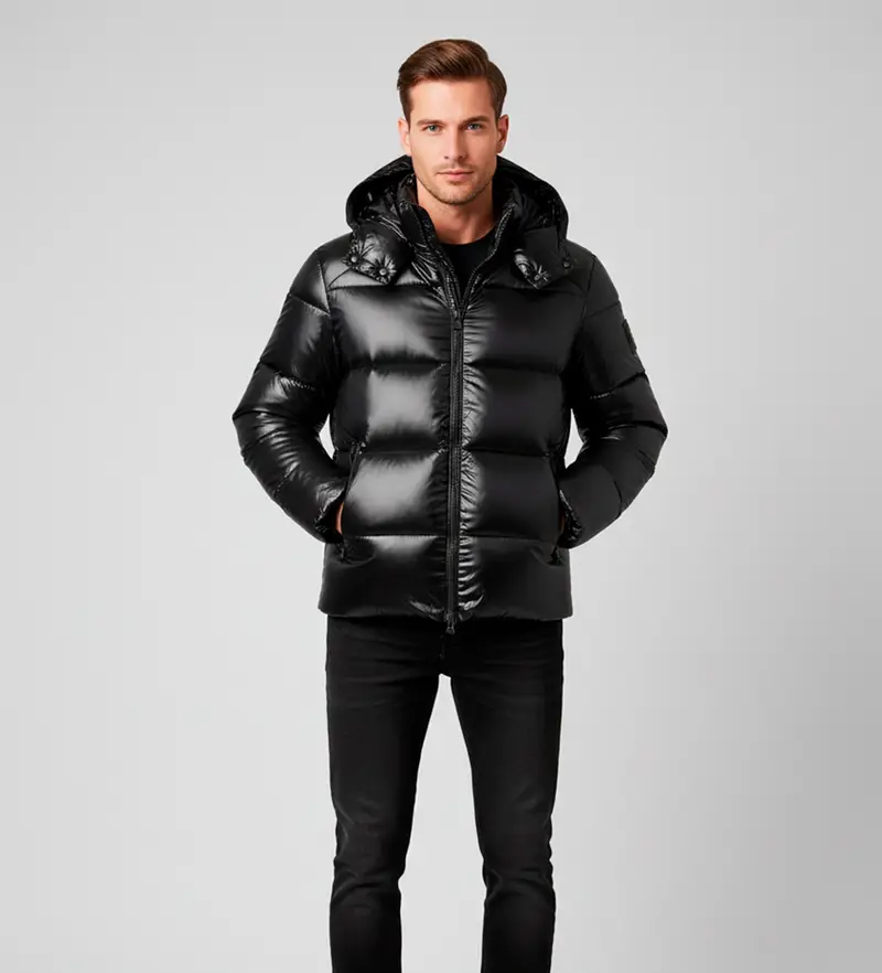 per uomo. D31280M-LOVE21 Cappotto Edgard nero (XXL), Casual, Sostenibile, Nylon riciclato