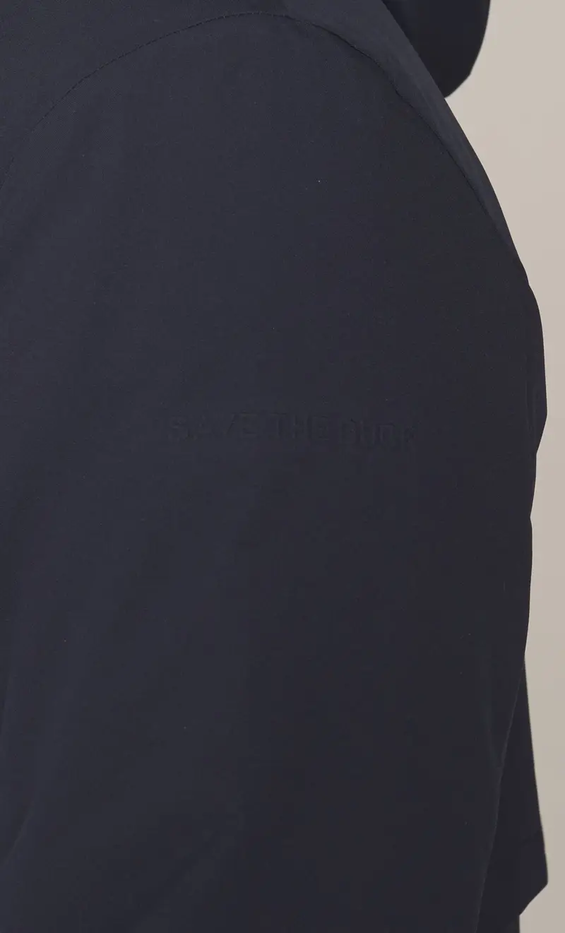 Piumino lungo save the duck con cappuccio - barry, colore blu miniatura 2