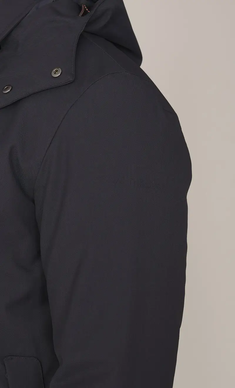 Piumino lungo save the duck con cappuccio staccabile grgio - sid, colore blu miniatura 2