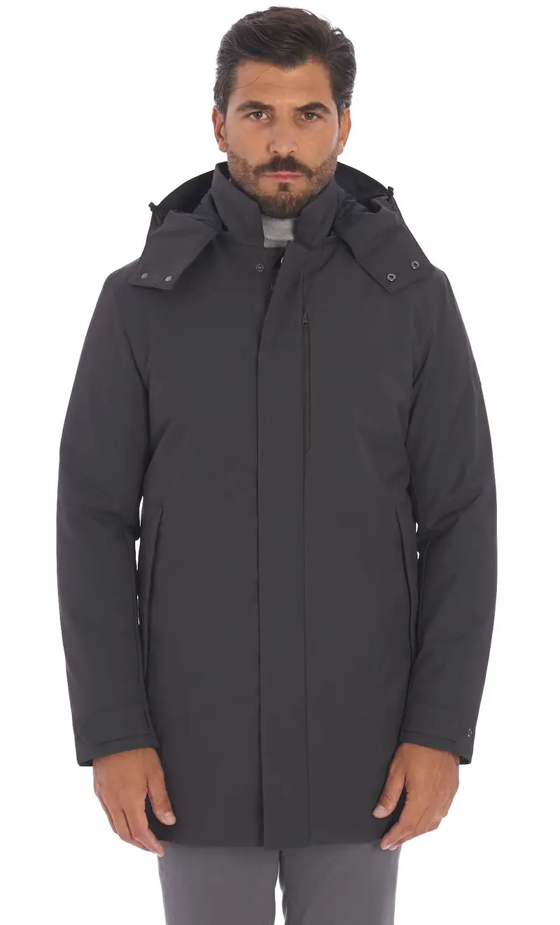 Piumino lungo save the duck con cappuccio staccabile grgio - sid, colore grigio