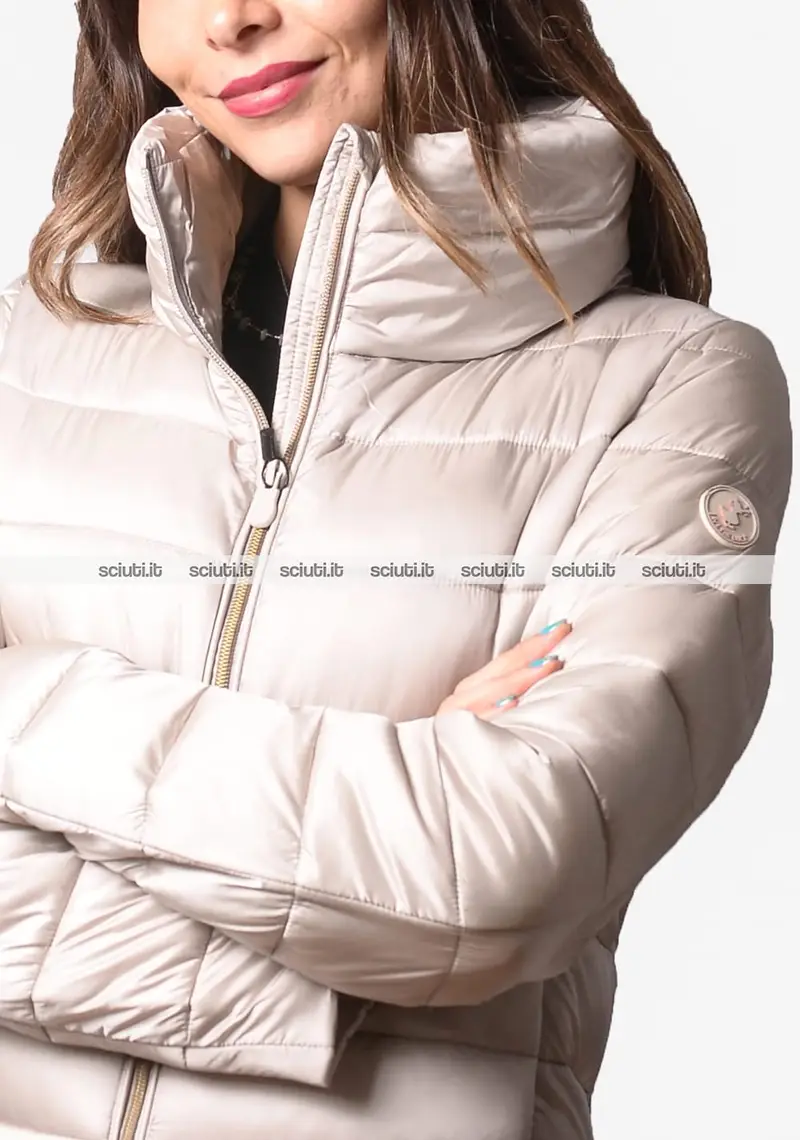 Piumino Save the duck donna beige Elsie a collo alto