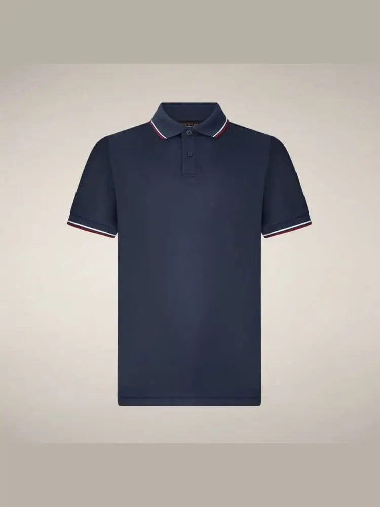 polo in piquet hari blu con perfili miniatura 3