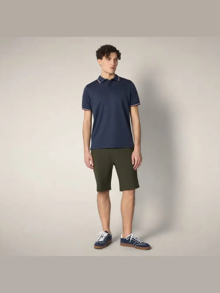 polo in piquet hari blu con perfili