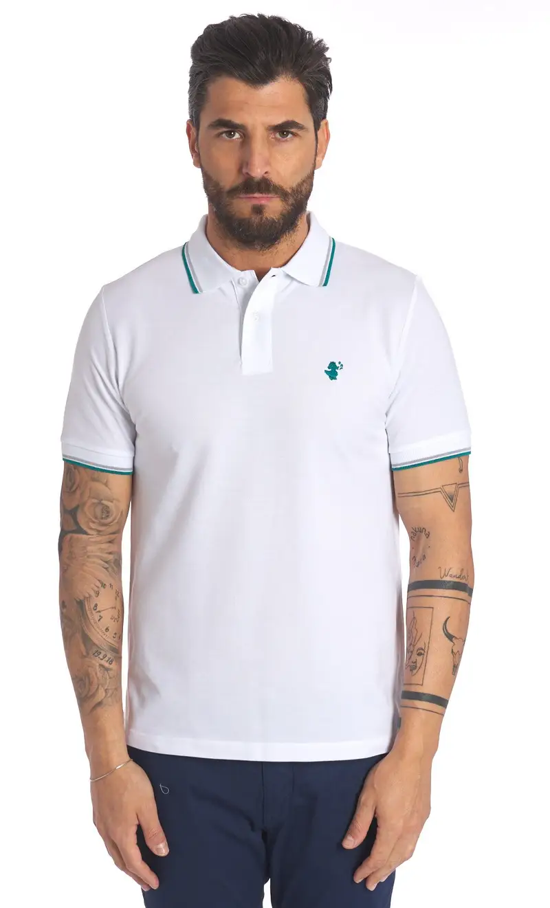 Polo save the duck con profili a contrasto richard, colore bianco