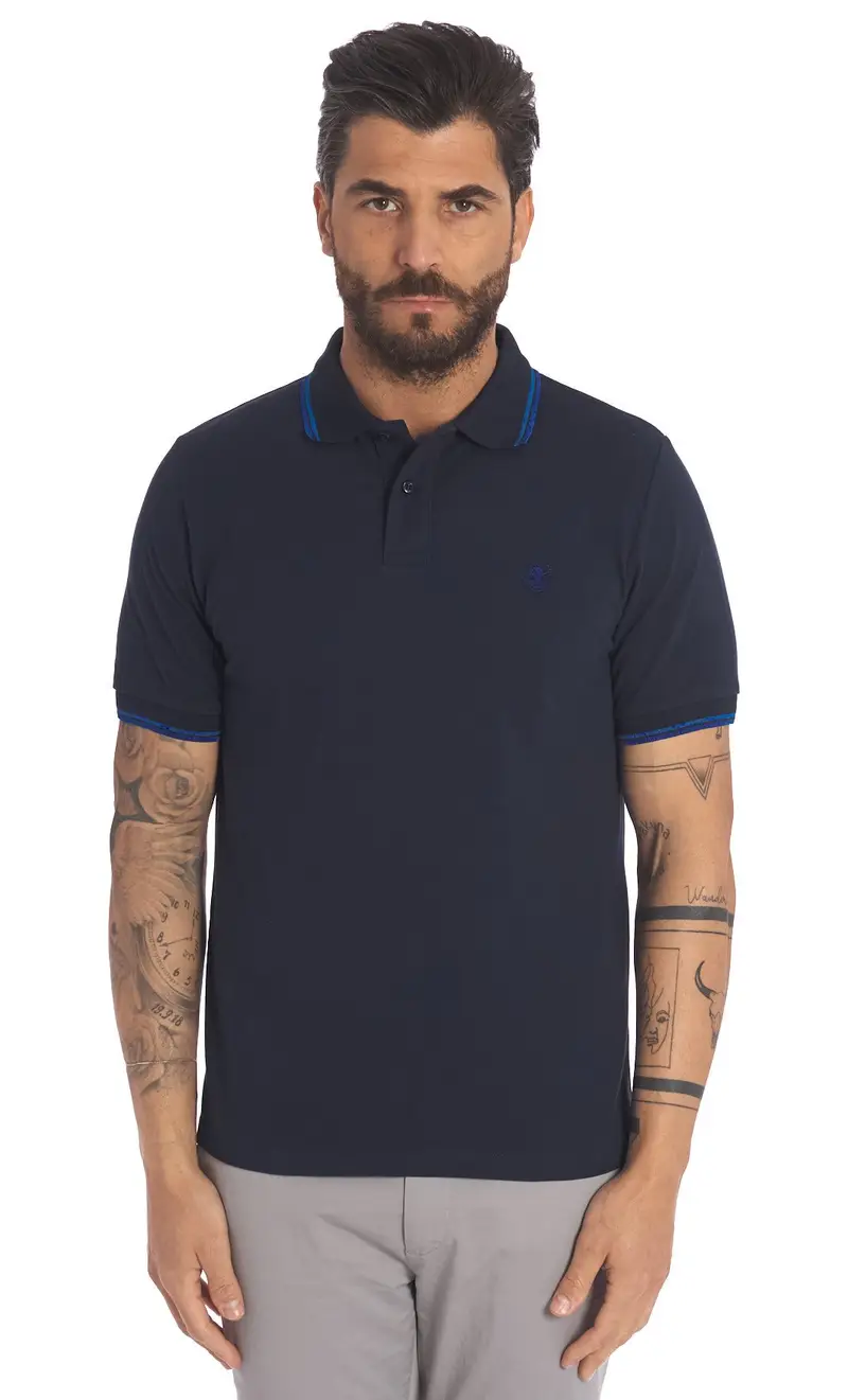Polo save the duck con profili a contrasto richard, colore blu