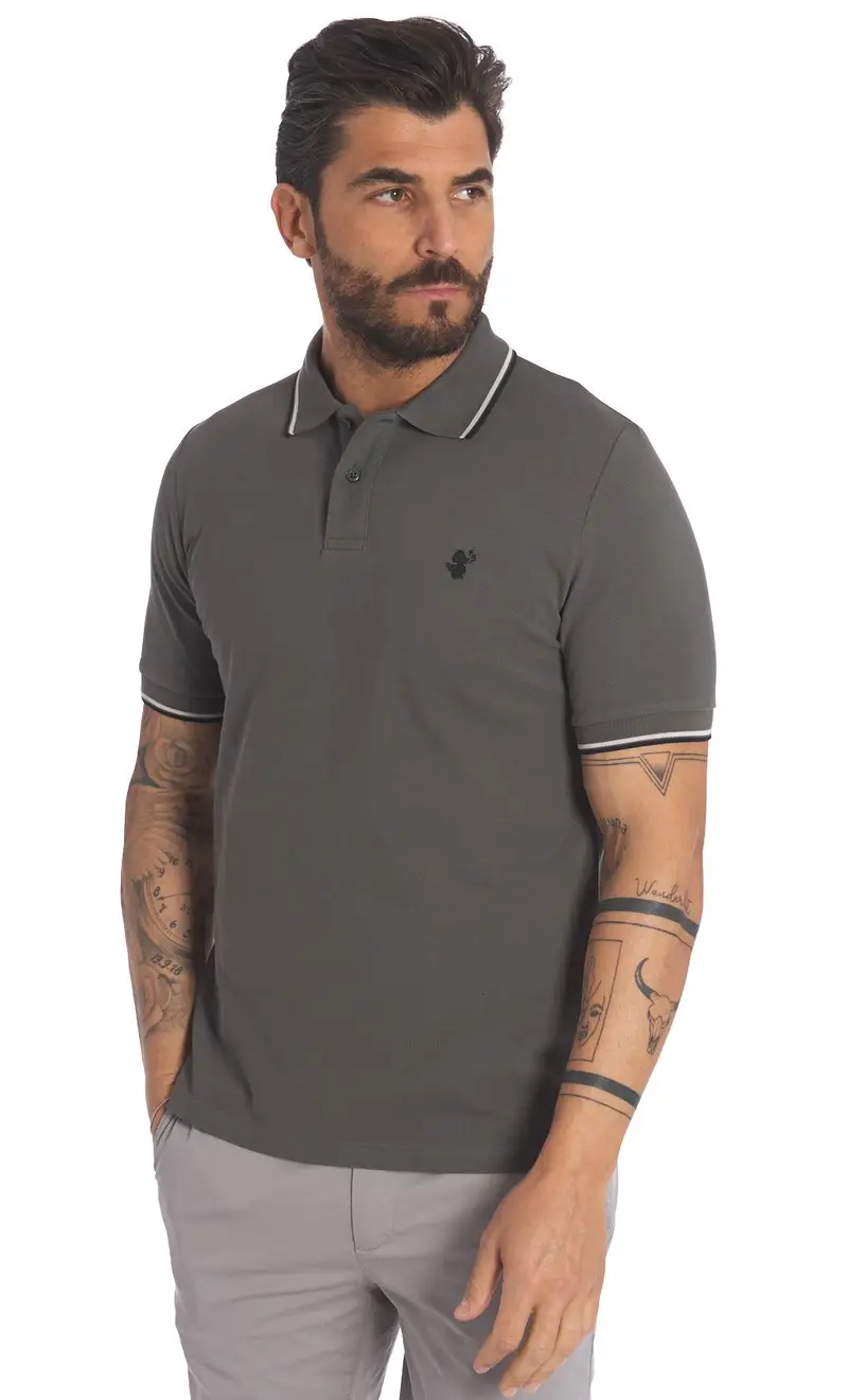 Polo save the duck con profili a contrasto richard, colore grigio miniatura 2