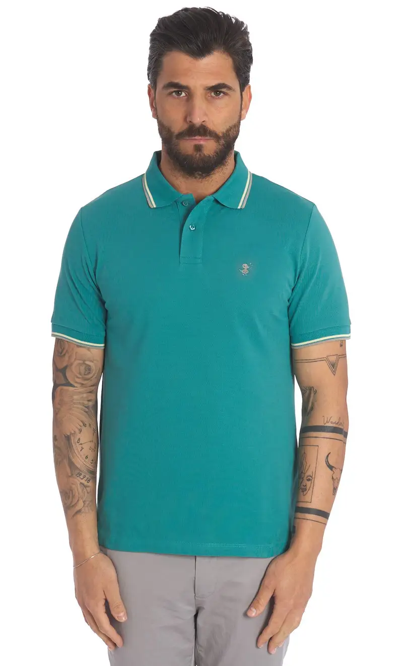 Polo save the duck con profili a contrasto richard, colore verde