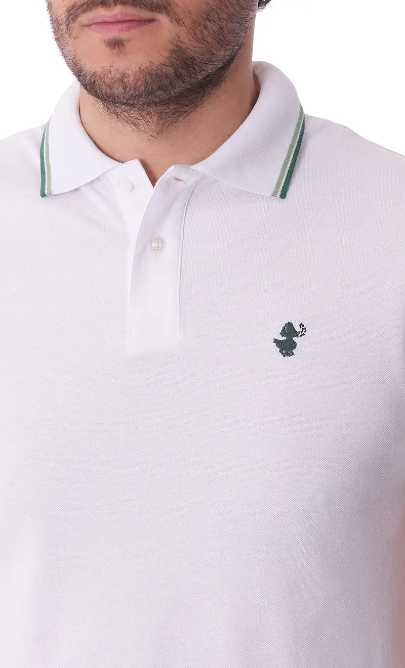 Polo save the duck slim fit con profili a contrasto richard, colore bianco miniatura 2
