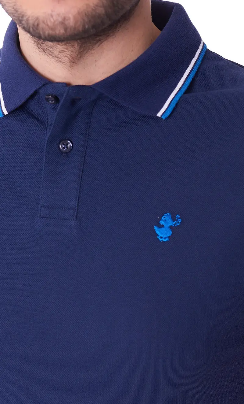 Polo save the duck slim fit con profili a contrasto richard, colore blu miniatura 2