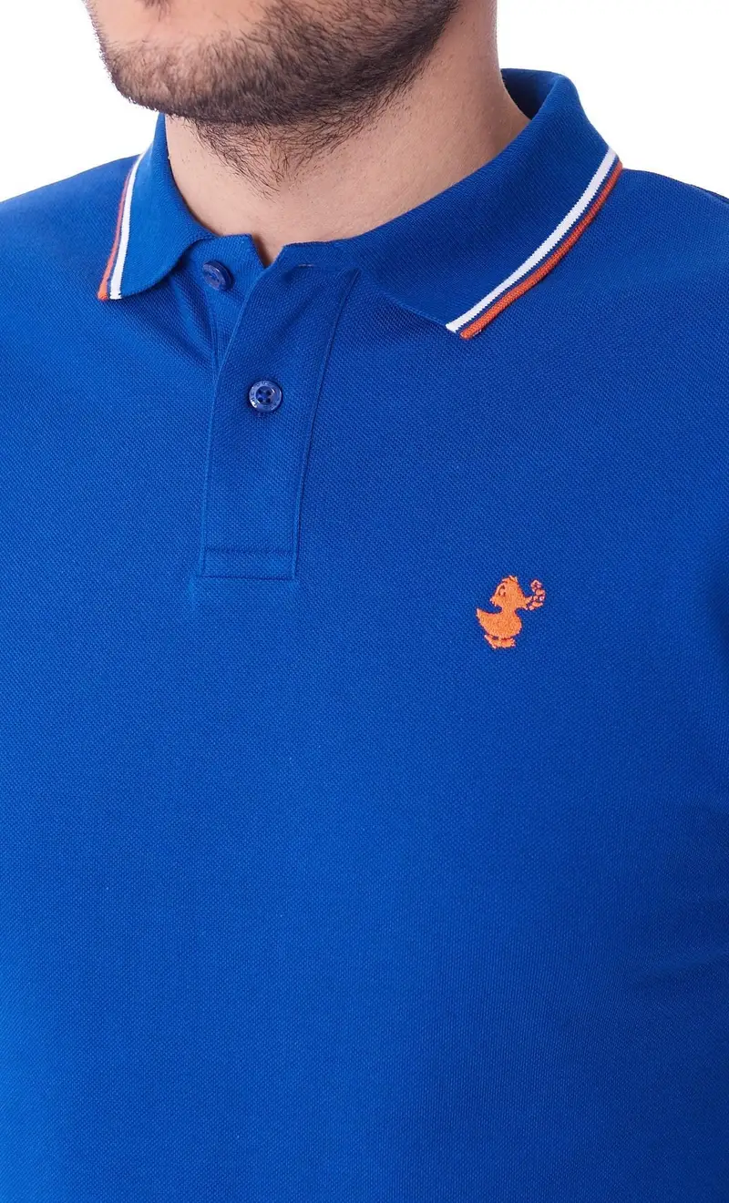 Polo save the duck slim fit con profili a contrasto richard, colore bluette miniatura 2