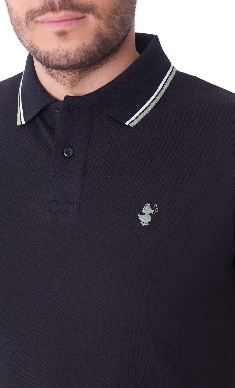 Polo save the duck slim fit con profili a contrasto richard, colore nero miniatura 2