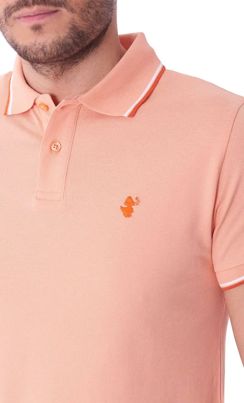 Polo save the duck slim fit con profili a contrasto richard, colore salmone miniatura 2