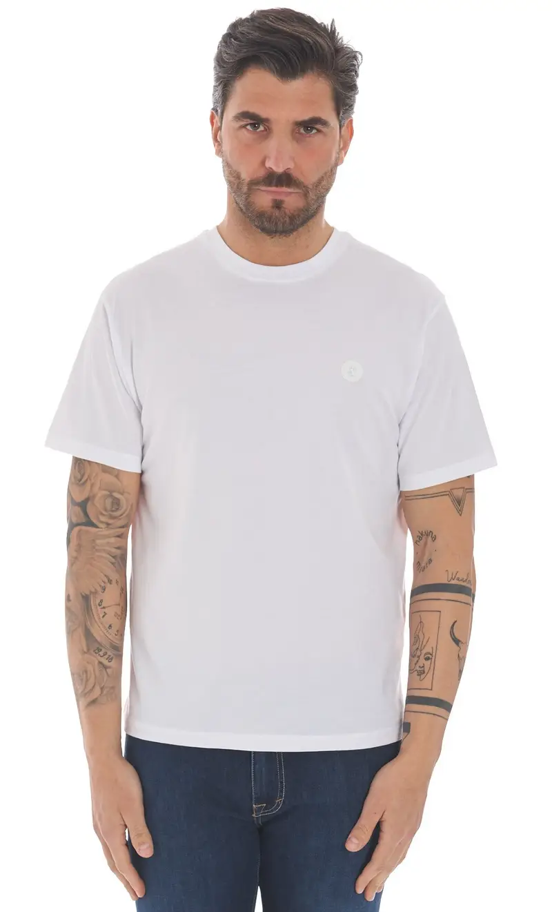 T-shirt save the duck con logo ricamato - adelmar, colore bianco