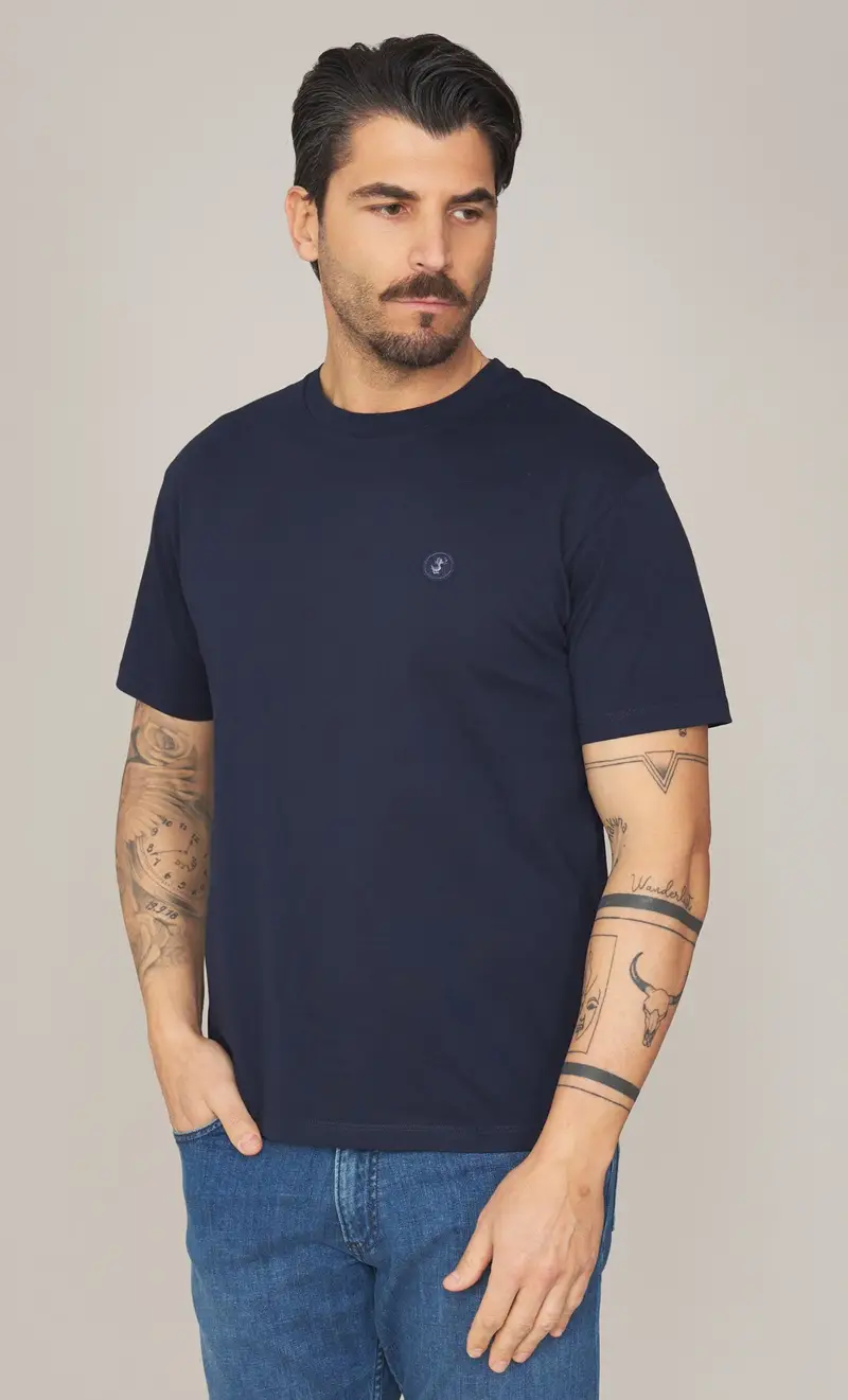 T-shirt save the duck con logo ricamato - adelmar, colore blu