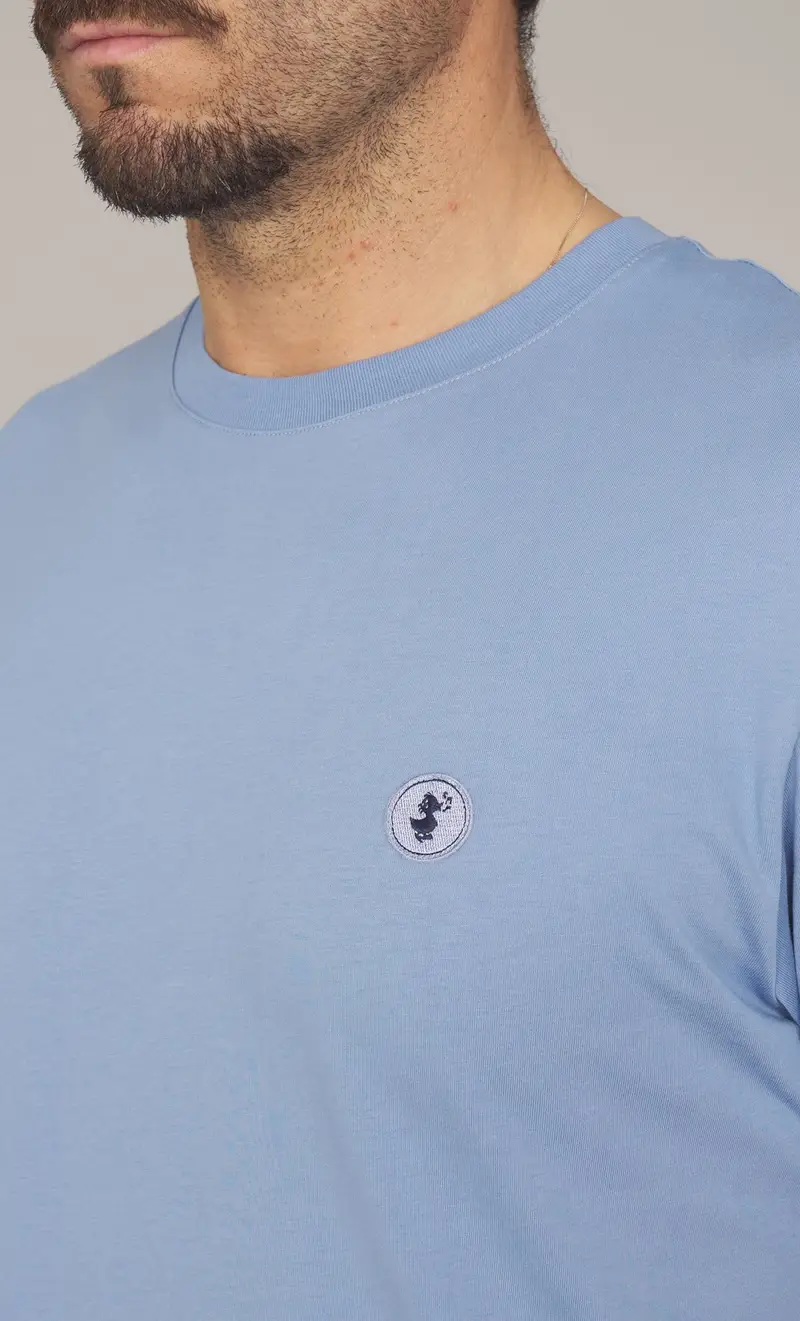 T-shirt save the duck con logo ricamato - adelmar, colore celeste miniatura 2