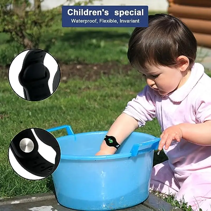 SAVITA 2pz Braccialetto per AirTag, Motivo a Cartoni Animat Dinosauro Braccialetto Bambino Porta per Airtag Braccialetto per Airtag Bambini per Nascondere Il Localizzatore GPS (Nero, Bianco) miniatura 3