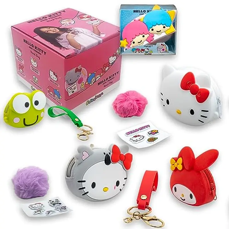 #sbabam, FUNNY BOX Hello Kitty Handbag, Borsetta Bambina Colorata con Adesivi, Braccialetto Peluche e Accessori, Borsa Bambina con Tracolla per Regalo Bambina - Borse Bambina 2 Pz, Giochi per Bambini