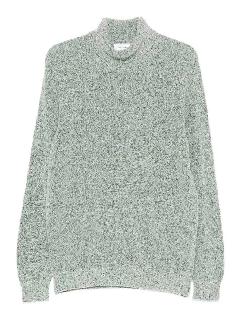 Maglione dolcevita in lana e alpaca verde