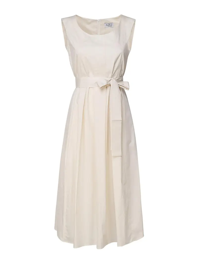 Vestito Con Gonna A Campana Crema