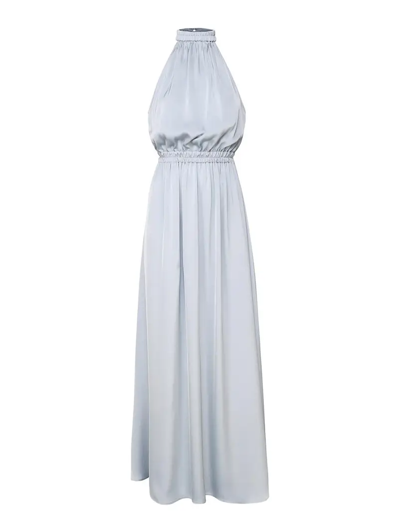 Vestito Lungo Con Collo Alto Bianco