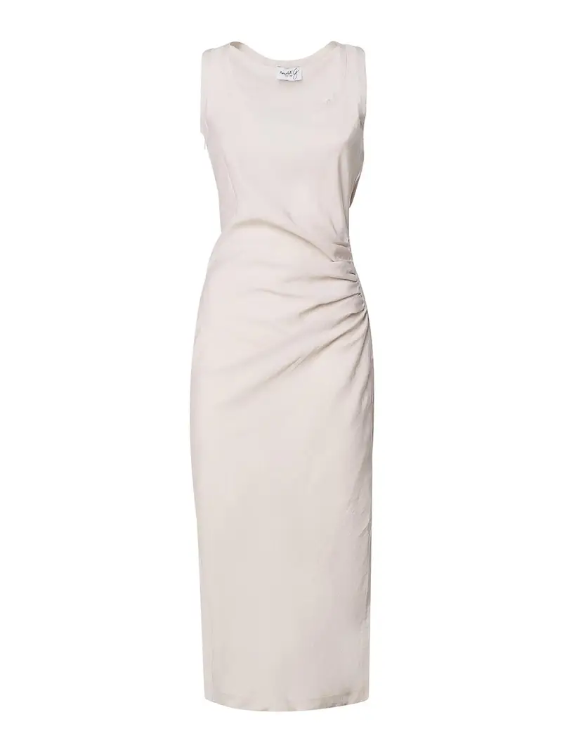 Vestito Lungo Con Effetto Drappeggio Beige