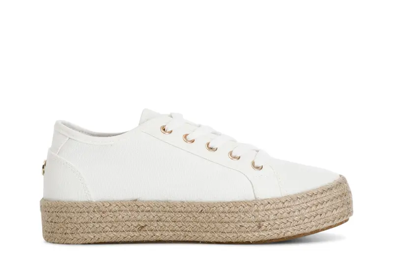 scarpa allacciata donna in tessuto suola fasciata corda bianco 39