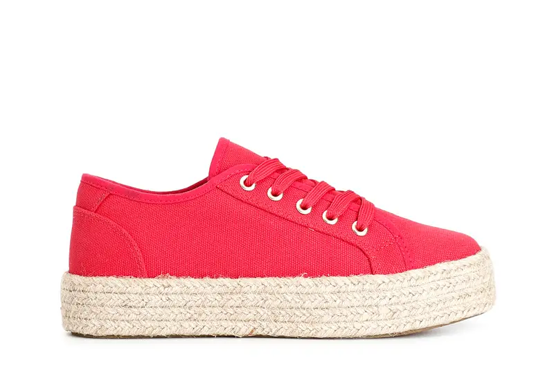 scarpa allacciata donna in tessuto suola fasciata corda fuxia