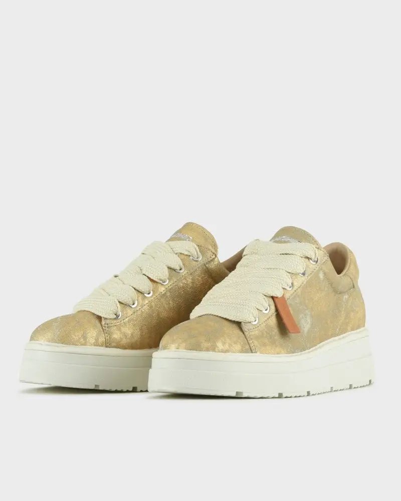 SCARPA ALLACCIATA P89 PELLE LAMINATA ORO