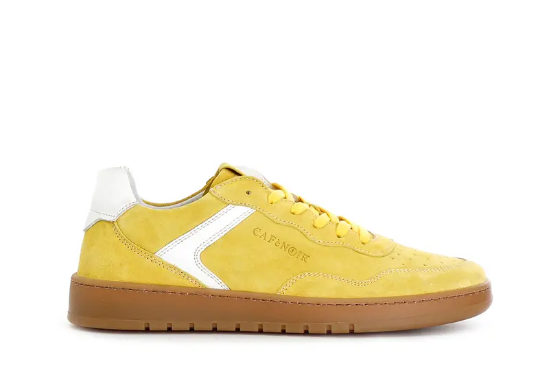 scarpa in pelle scamosciata allacciata giallo