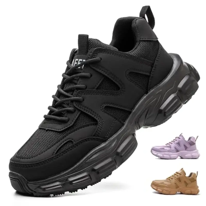 Scarpe Antinfortunistiche Donna Leggere e Comode Scarpe da Lavoro con Punta in Acciaio Antiscivolo Traspiranti Scarpe