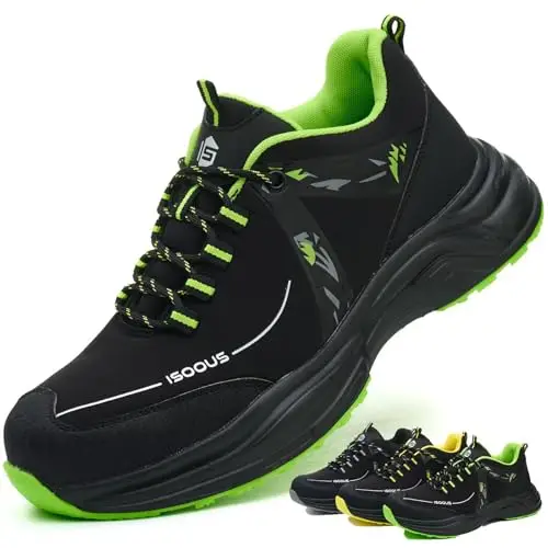 Scarpe Antinfortunistiche Uomo Donna Scarpe da Lavoro Leggere Scarpe da Cantiere Antiscivolo Traspiranti Verde 43