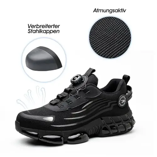 Scarpe Antinfortunistiche Uomo Donna Scarpe da Lavoro Traspiranti Leggere Comode con Punta in Acciaio Black 36 EU miniatura 2