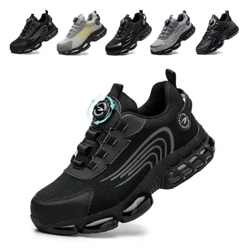 Scarpe Antinfortunistiche Uomo Donna Scarpe da Lavoro Traspiranti Leggere Comode con Punta in Acciaio Black 40 EU